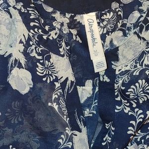 Aeropostale navy sheer sleeveless floral blouse